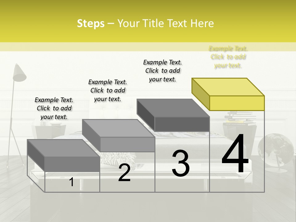 A Bed Sitting In A Bedroom Next To A Table PowerPoint Template