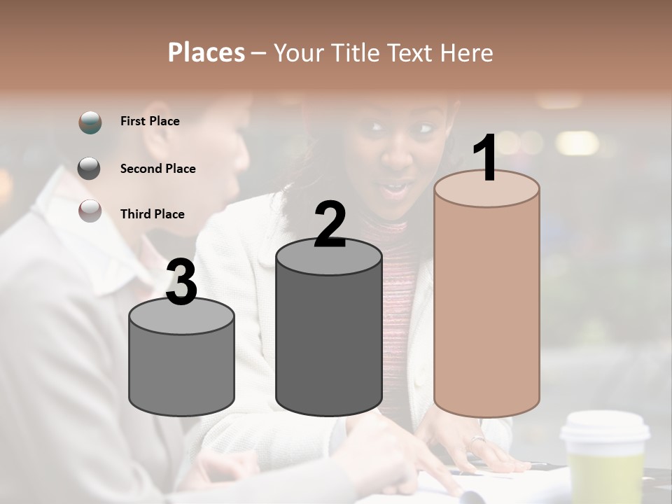 Two Women Sitting At A Table Talking To Each Other PowerPoint Template