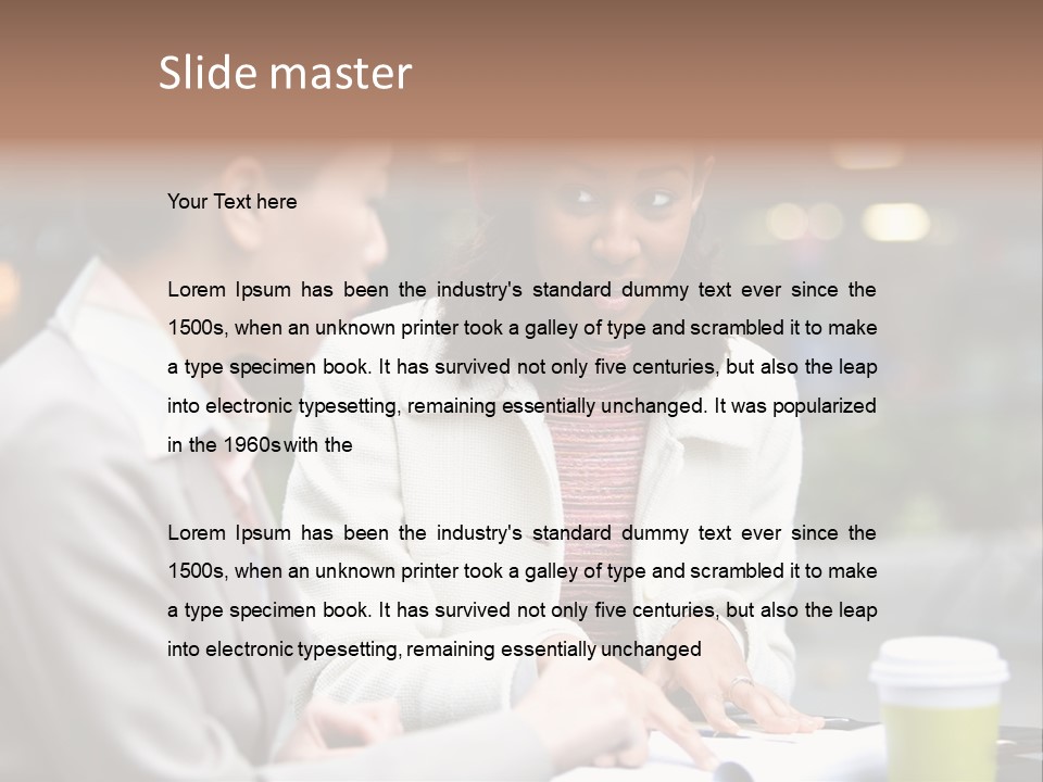 Two Women Sitting At A Table Talking To Each Other PowerPoint Template