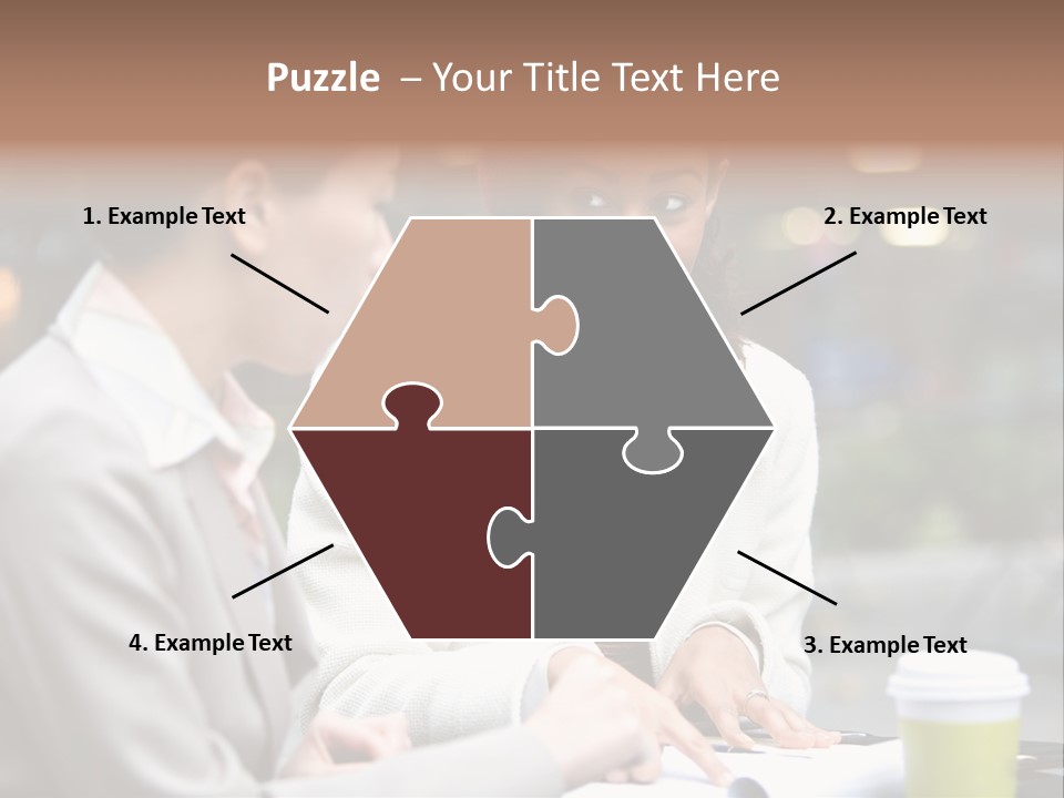 Two Women Sitting At A Table Talking To Each Other PowerPoint Template