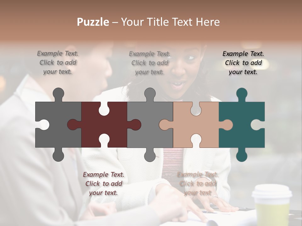 Two Women Sitting At A Table Talking To Each Other PowerPoint Template