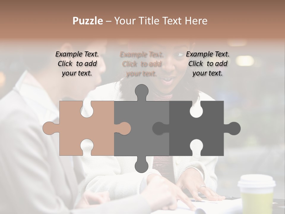 Two Women Sitting At A Table Talking To Each Other PowerPoint Template