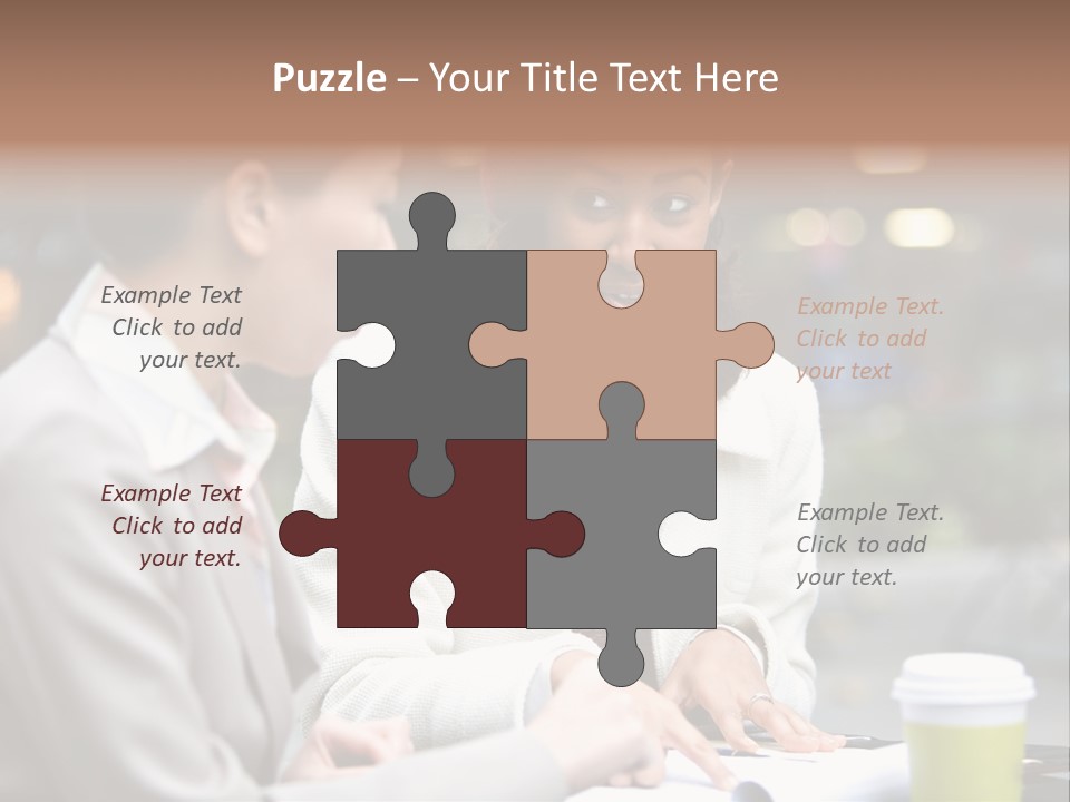 Two Women Sitting At A Table Talking To Each Other PowerPoint Template