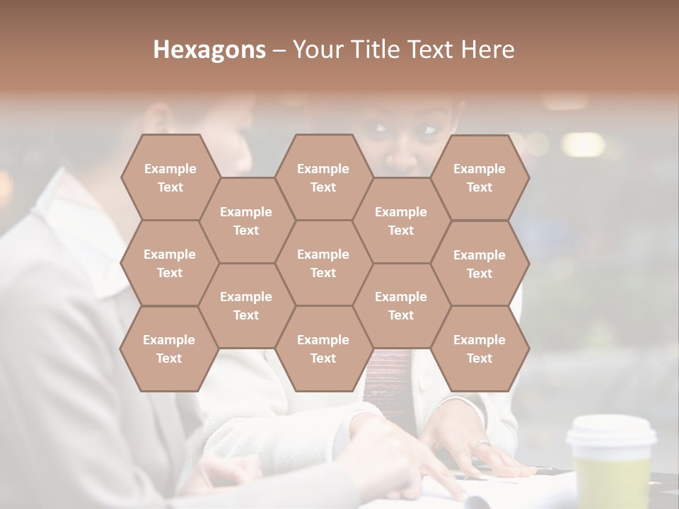 Two Women Sitting At A Table Talking To Each Other PowerPoint Template