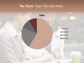 Two Women Sitting At A Table Talking To Each Other PowerPoint Template