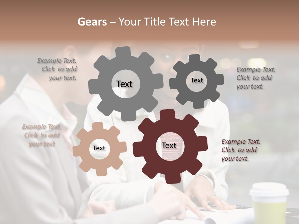 Two Women Sitting At A Table Talking To Each Other PowerPoint Template