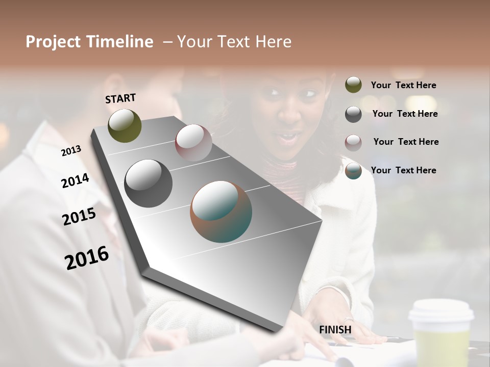 Two Women Sitting At A Table Talking To Each Other PowerPoint Template