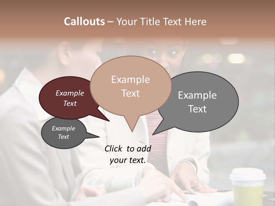 Two Women Sitting At A Table Talking To Each Other PowerPoint Template