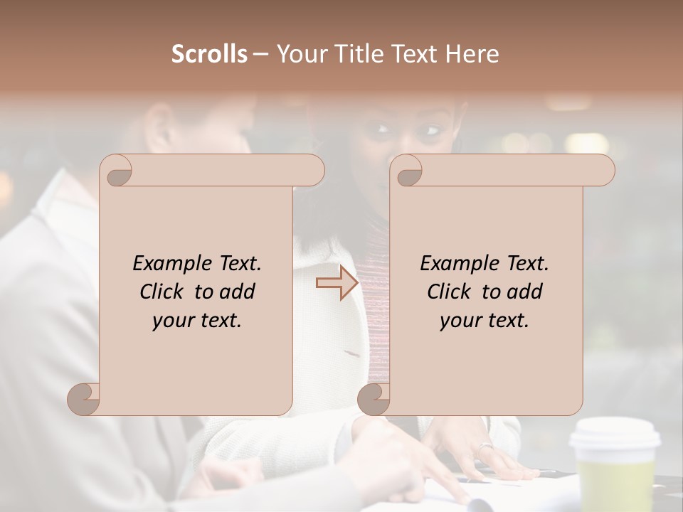 Two Women Sitting At A Table Talking To Each Other PowerPoint Template