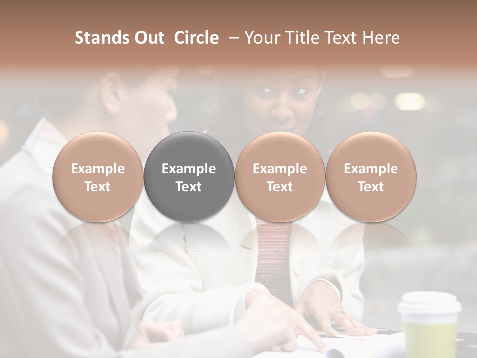 Two Women Sitting At A Table Talking To Each Other PowerPoint Template