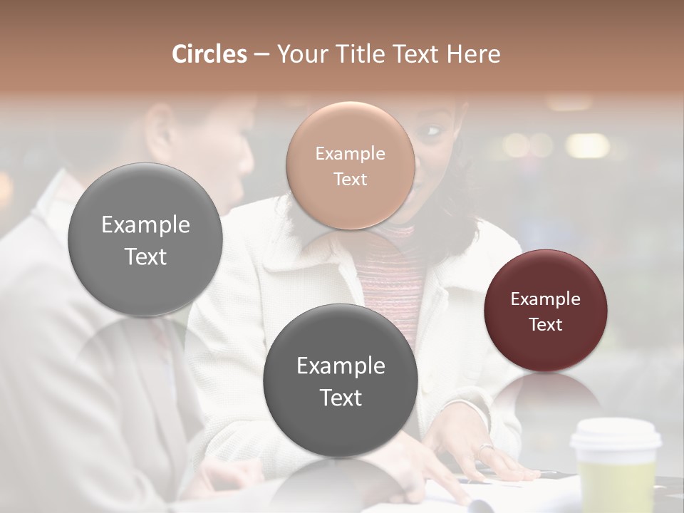 Two Women Sitting At A Table Talking To Each Other PowerPoint Template