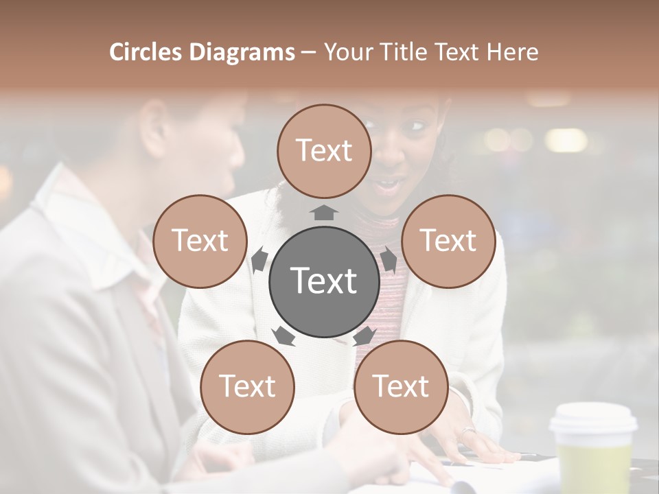 Two Women Sitting At A Table Talking To Each Other PowerPoint Template