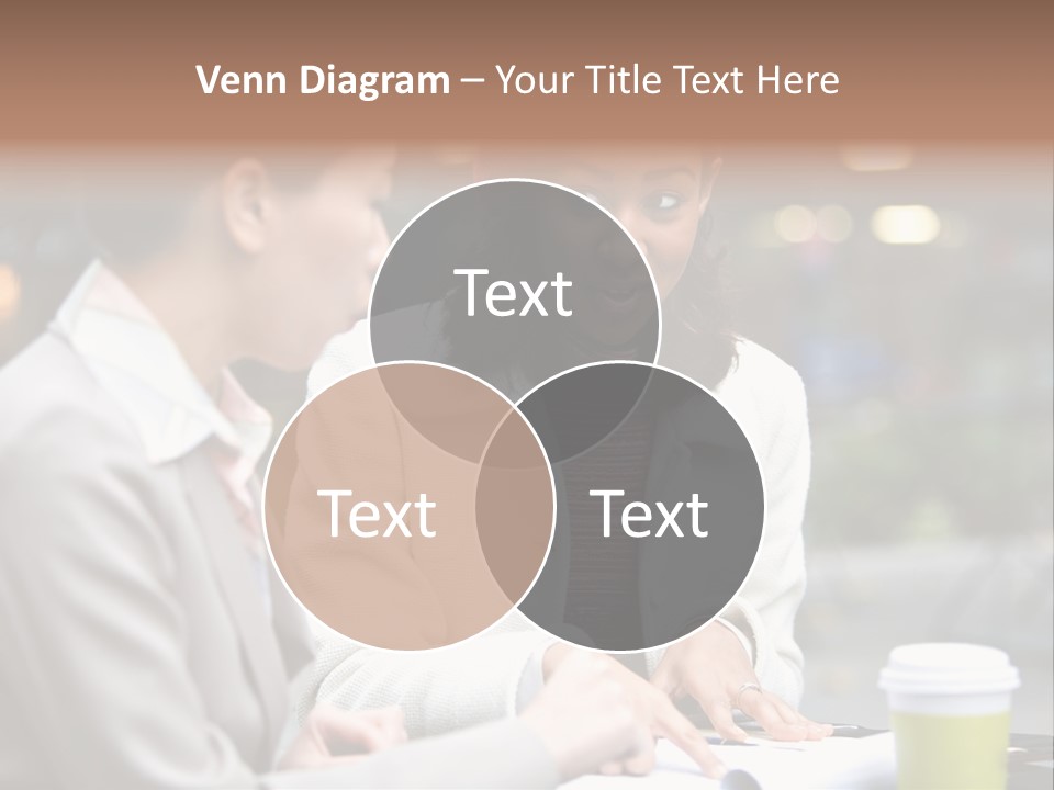 Two Women Sitting At A Table Talking To Each Other PowerPoint Template