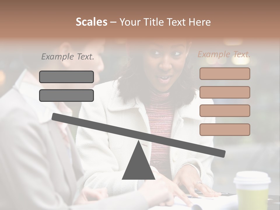 Two Women Sitting At A Table Talking To Each Other PowerPoint Template