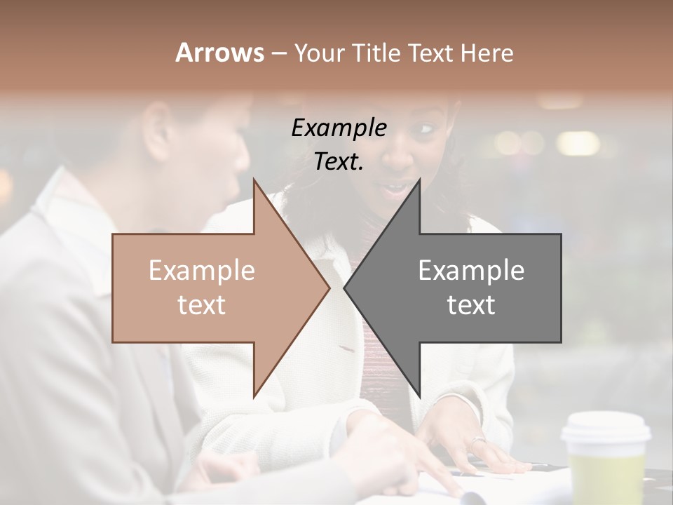 Two Women Sitting At A Table Talking To Each Other PowerPoint Template