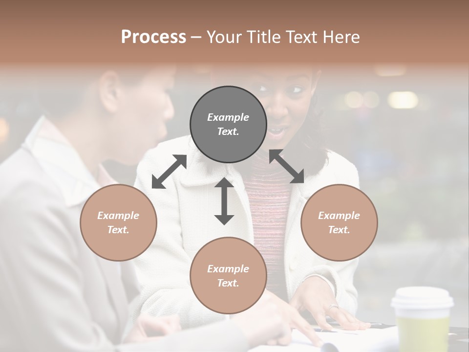 Two Women Sitting At A Table Talking To Each Other PowerPoint Template