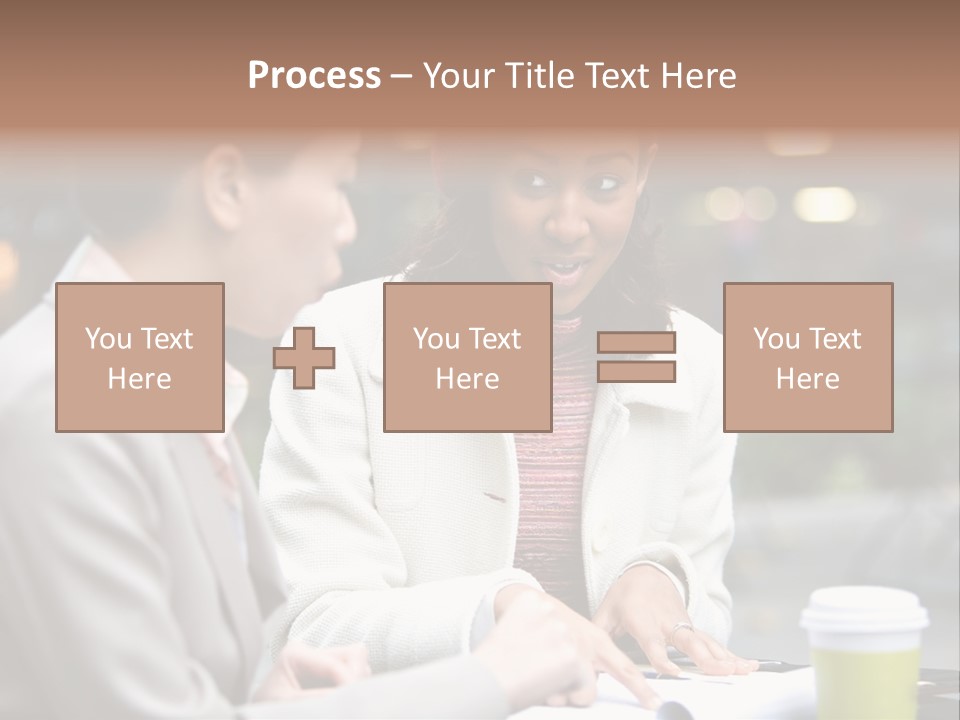 Two Women Sitting At A Table Talking To Each Other PowerPoint Template