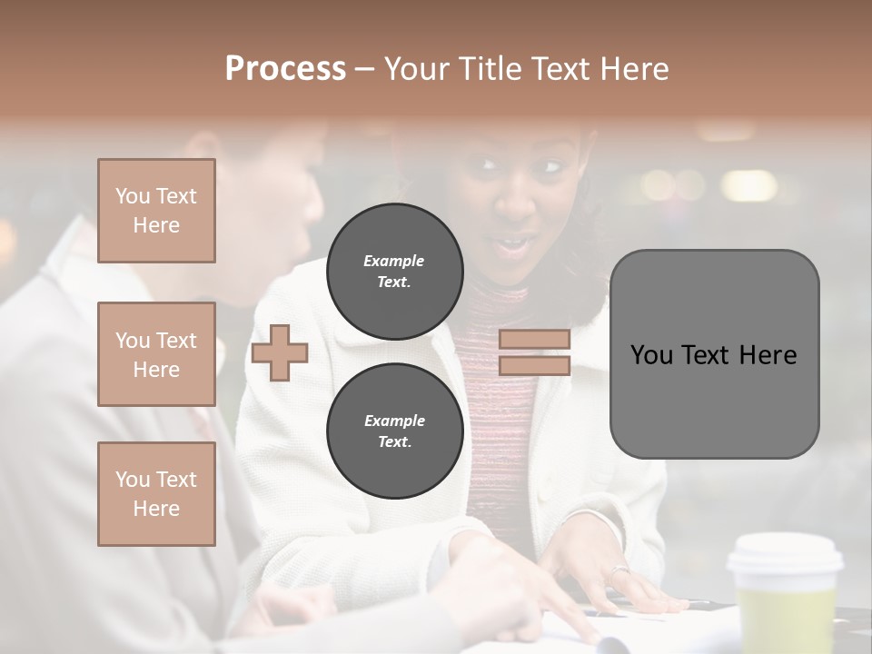 Two Women Sitting At A Table Talking To Each Other PowerPoint Template