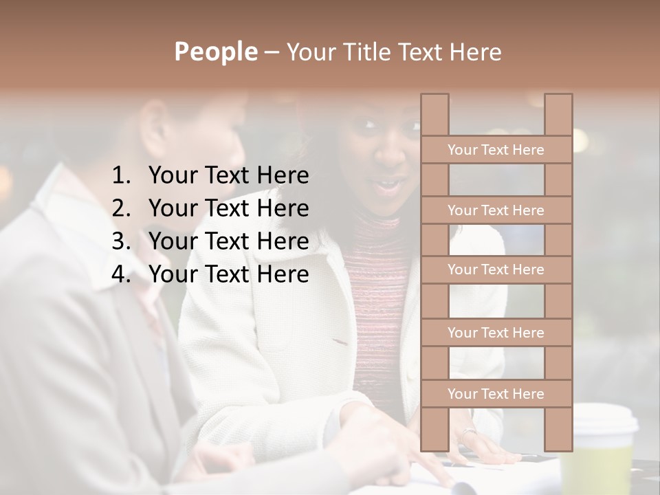 Two Women Sitting At A Table Talking To Each Other PowerPoint Template
