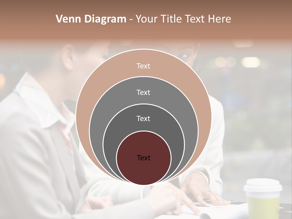 Two Women Sitting At A Table Talking To Each Other PowerPoint Template