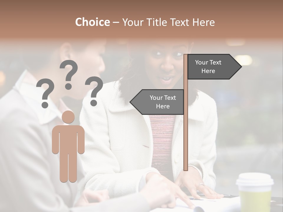 Two Women Sitting At A Table Talking To Each Other PowerPoint Template