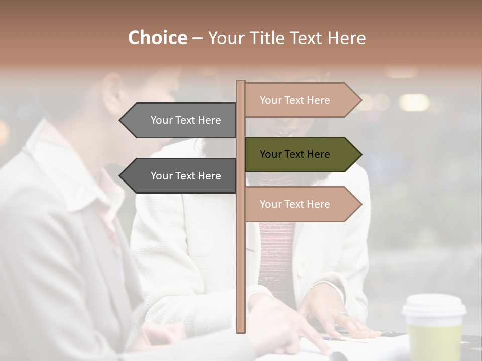 Two Women Sitting At A Table Talking To Each Other PowerPoint Template