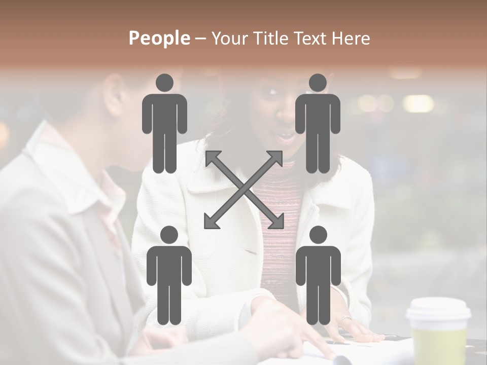 Two Women Sitting At A Table Talking To Each Other PowerPoint Template