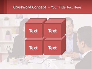 A Group Of People Sitting Around A Table Talking PowerPoint Template