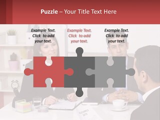 A Group Of People Sitting Around A Table Talking PowerPoint Template