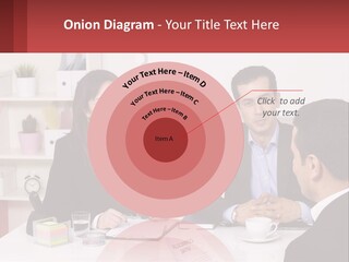 A Group Of People Sitting Around A Table Talking PowerPoint Template