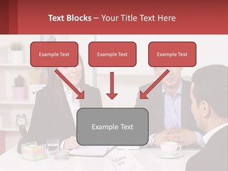 A Group Of People Sitting Around A Table Talking PowerPoint Template
