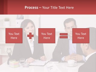 A Group Of People Sitting Around A Table Talking PowerPoint Template