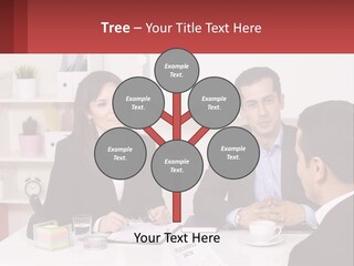 A Group Of People Sitting Around A Table Talking PowerPoint Template