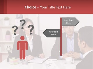 A Group Of People Sitting Around A Table Talking PowerPoint Template