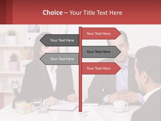 A Group Of People Sitting Around A Table Talking PowerPoint Template