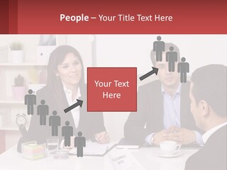 A Group Of People Sitting Around A Table Talking PowerPoint Template