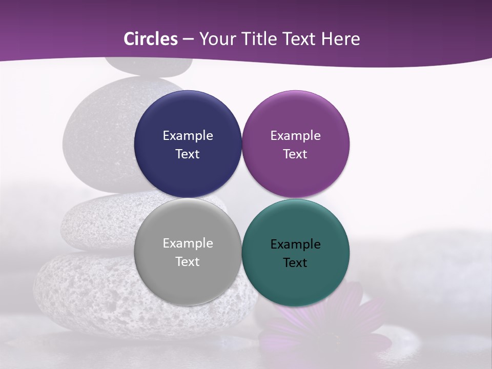 A Purple Flower Sitting On Top Of A Pile Of Rocks PowerPoint Template