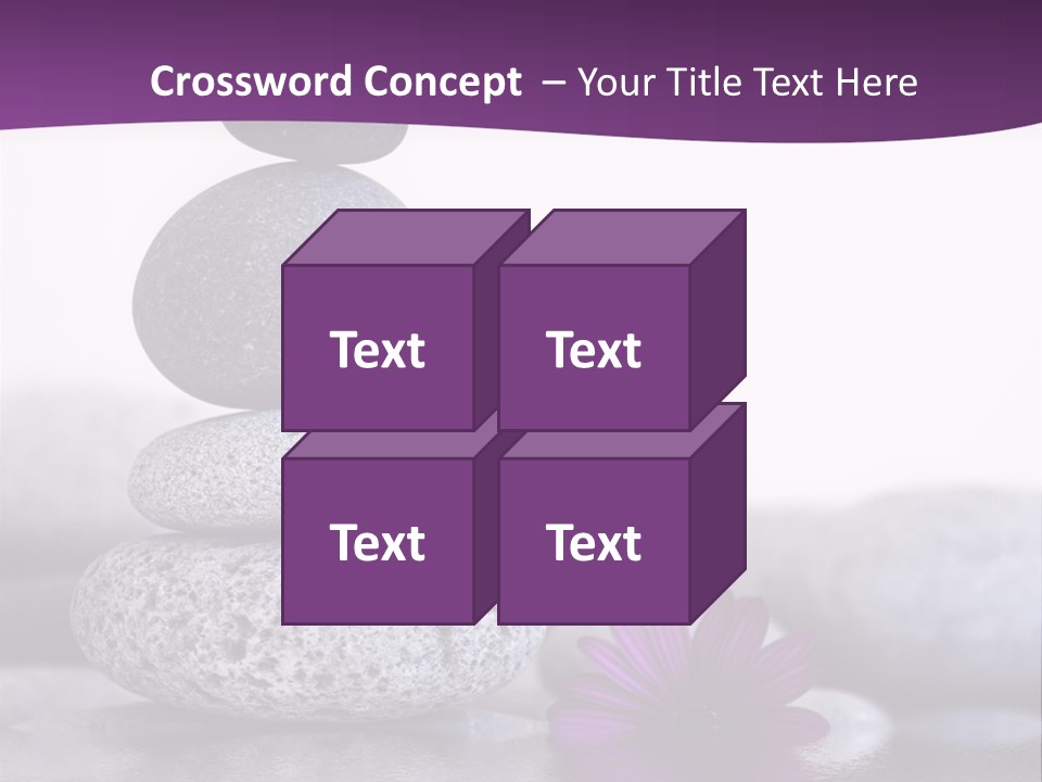 A Purple Flower Sitting On Top Of A Pile Of Rocks PowerPoint Template