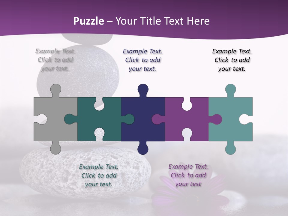 A Purple Flower Sitting On Top Of A Pile Of Rocks PowerPoint Template