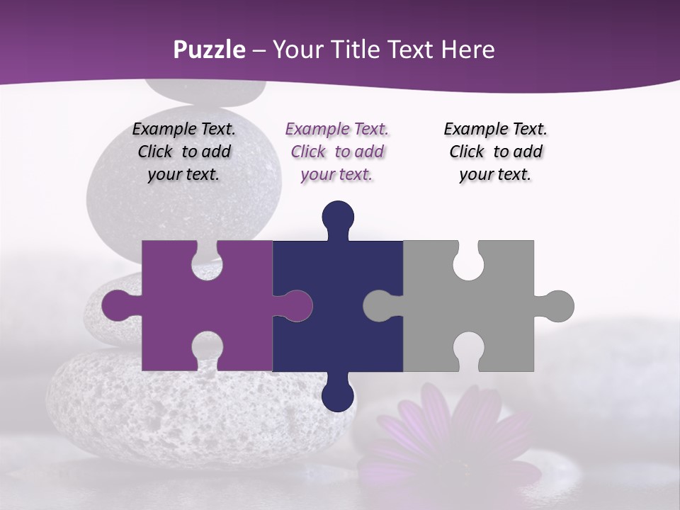 A Purple Flower Sitting On Top Of A Pile Of Rocks PowerPoint Template