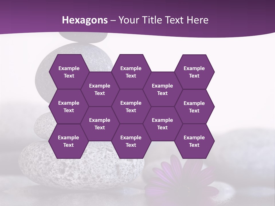A Purple Flower Sitting On Top Of A Pile Of Rocks PowerPoint Template