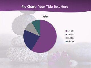 A Purple Flower Sitting On Top Of A Pile Of Rocks PowerPoint Template