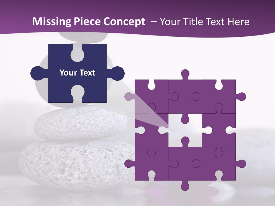 A Purple Flower Sitting On Top Of A Pile Of Rocks PowerPoint Template