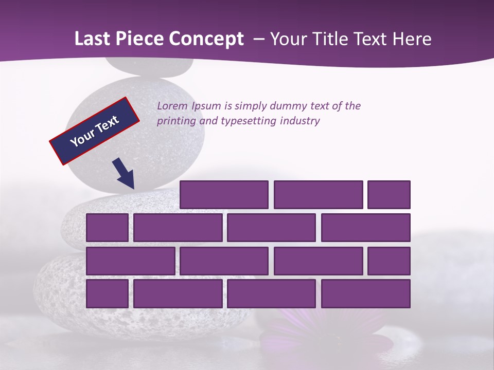 A Purple Flower Sitting On Top Of A Pile Of Rocks PowerPoint Template