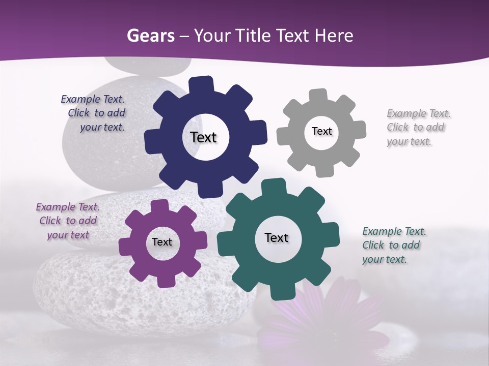 A Purple Flower Sitting On Top Of A Pile Of Rocks PowerPoint Template