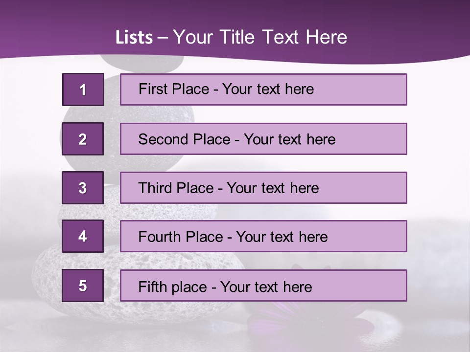A Purple Flower Sitting On Top Of A Pile Of Rocks PowerPoint Template