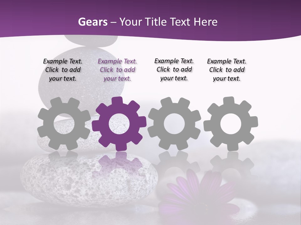 A Purple Flower Sitting On Top Of A Pile Of Rocks PowerPoint Template