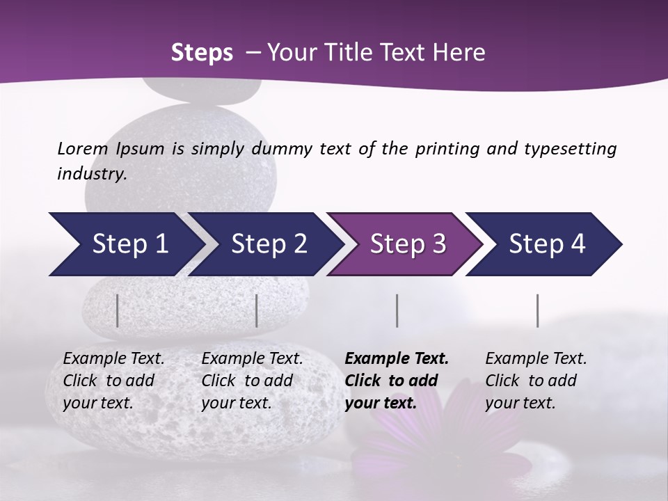 A Purple Flower Sitting On Top Of A Pile Of Rocks PowerPoint Template