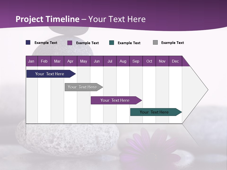 A Purple Flower Sitting On Top Of A Pile Of Rocks PowerPoint Template