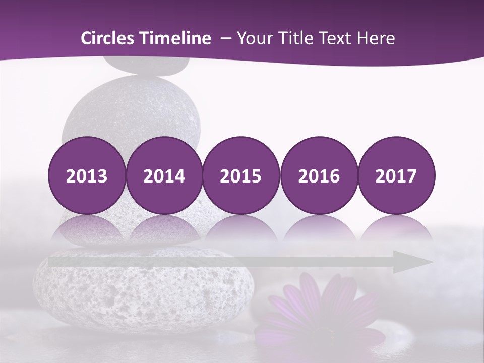 A Purple Flower Sitting On Top Of A Pile Of Rocks PowerPoint Template